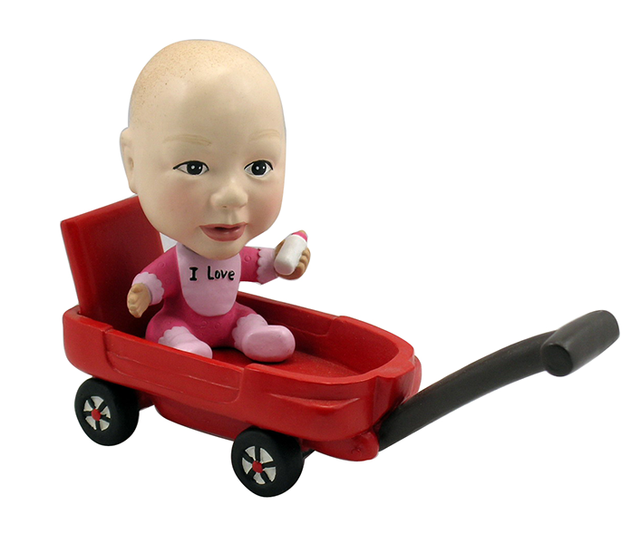 Baby In A Wagon Bobblehead Polyresin | Bobbleheads.com