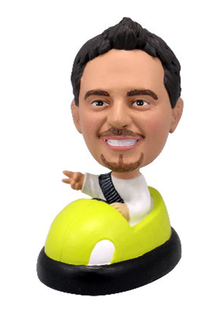 Man In Bumper Car Bobblehead Polyresin | Bobbleheads.com